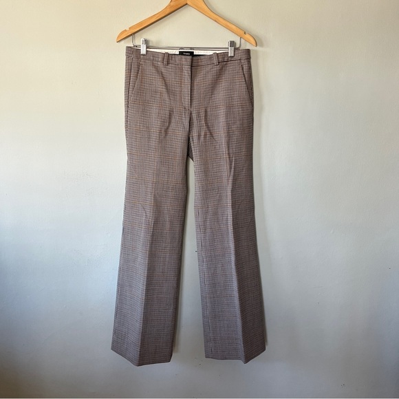 Theory Demitria Virgin Wool Blend Multicolor Checked Plaid Pants Size 4 - Picture 4 of 10